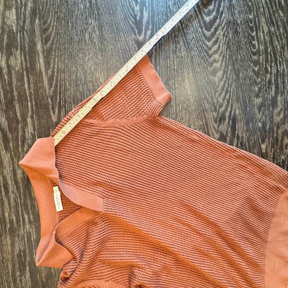 Suitsupply Crochet Buttonless Polo Shirt Mens S Rust Brown Cotton Silk Open Knit - Picture 11 of 13